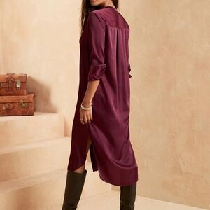 Banana Republic  Satin Button-Down Shirtdress,Black SIZE XS